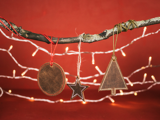 Set of 3 Leather Christmas Decorations