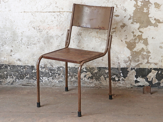 Vintage Metal Stacking Chair Brown