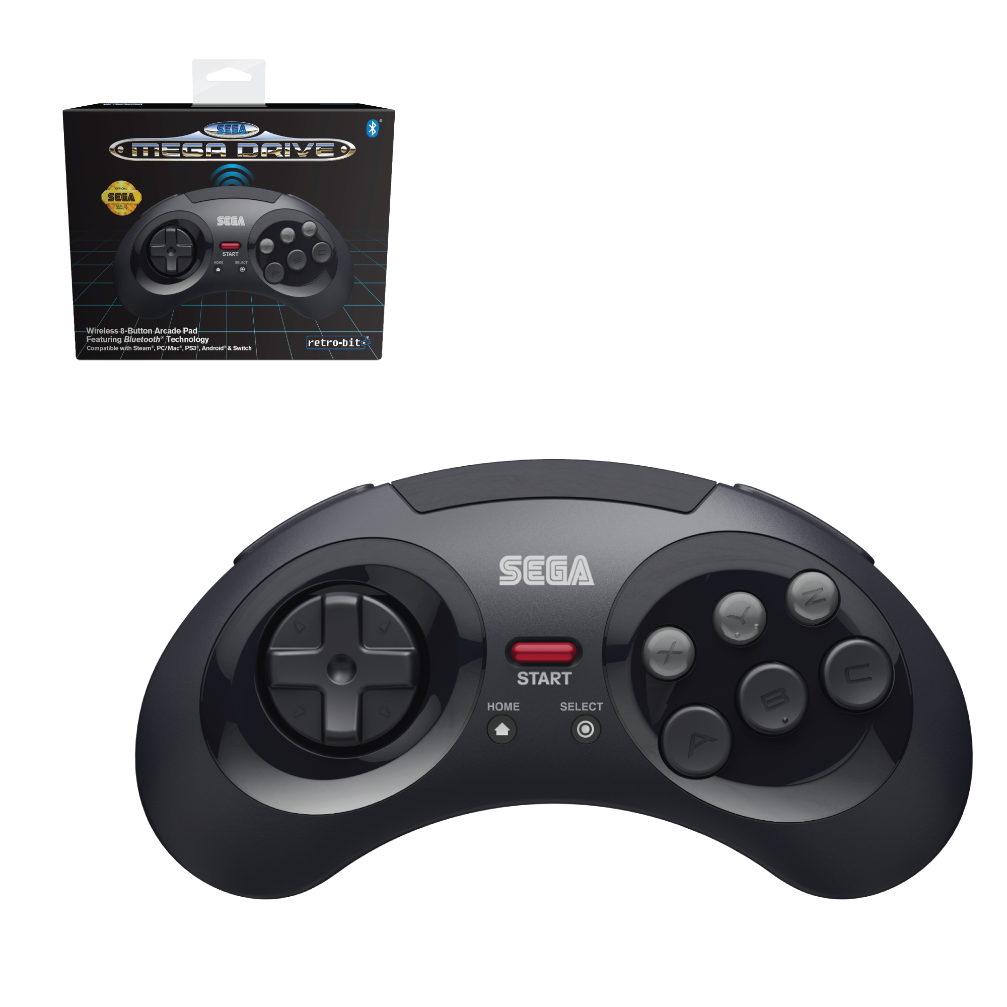 Retro-Bit SEGA MD BT Pad Black