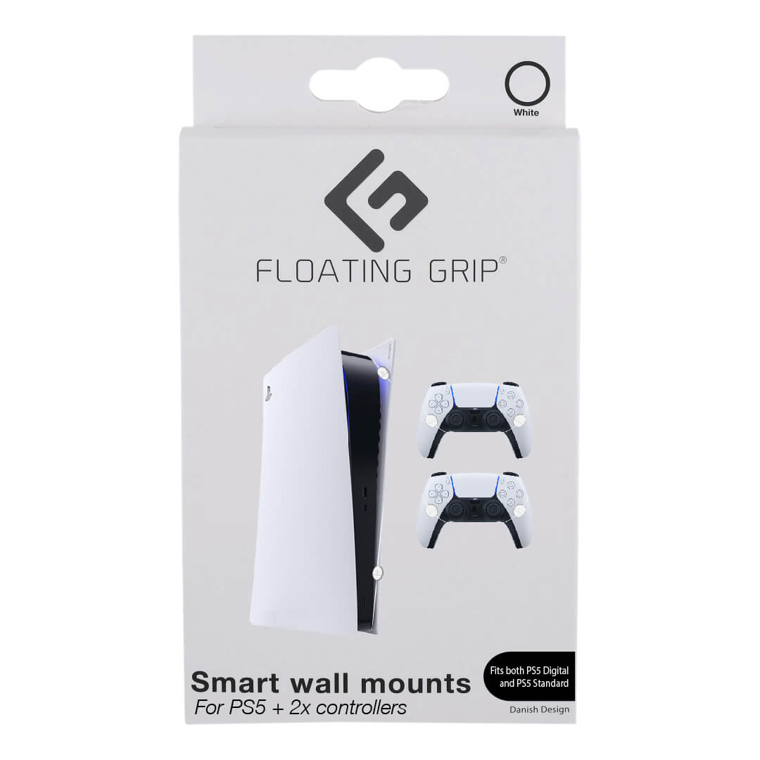 Floating Grip Playstation 5 Wall Mounts by Floating Grip - White Bundle