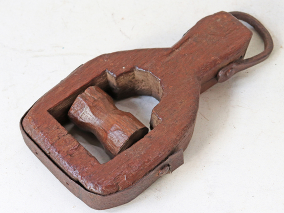 Vintage Wooden Pulley Brown