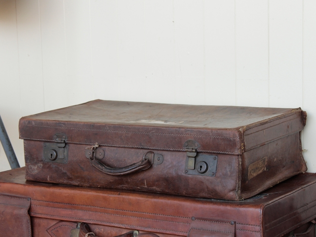 Distressed Vintage Leather Suitcase Medium