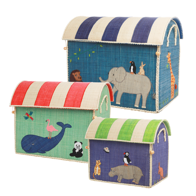 Rice - Large Set of 3 Toy Baskets - Animal Theme