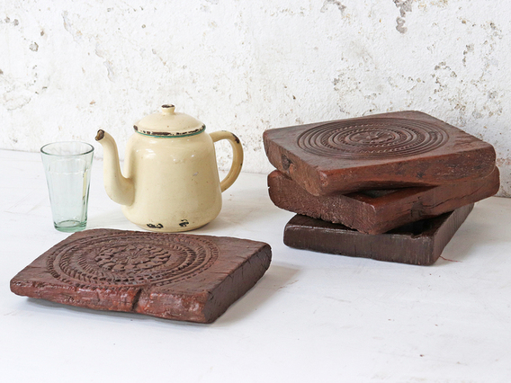 Vintage Wooden Placemat - Large Square Brown