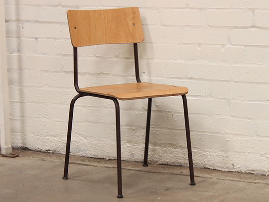 Vintage Stacking Metal-Frame Chairs by MFI Brown Medium