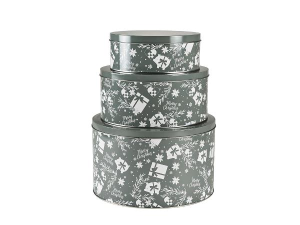 Funktion - Cake Tin Set 3 pcs - Grey/White (13398)
