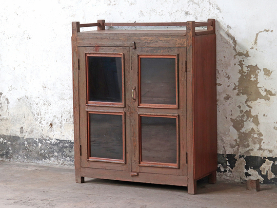 Vintage Rustic Display Cabinet Brown
