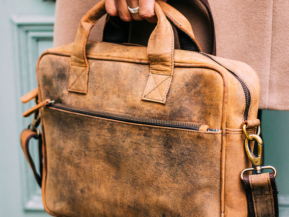 Men's Leather Laptop Bag 14 Inch Brown
