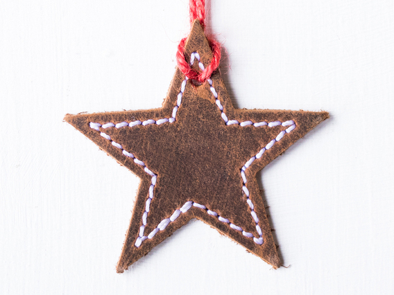 Leather Star Christmas Tree Decoration Small