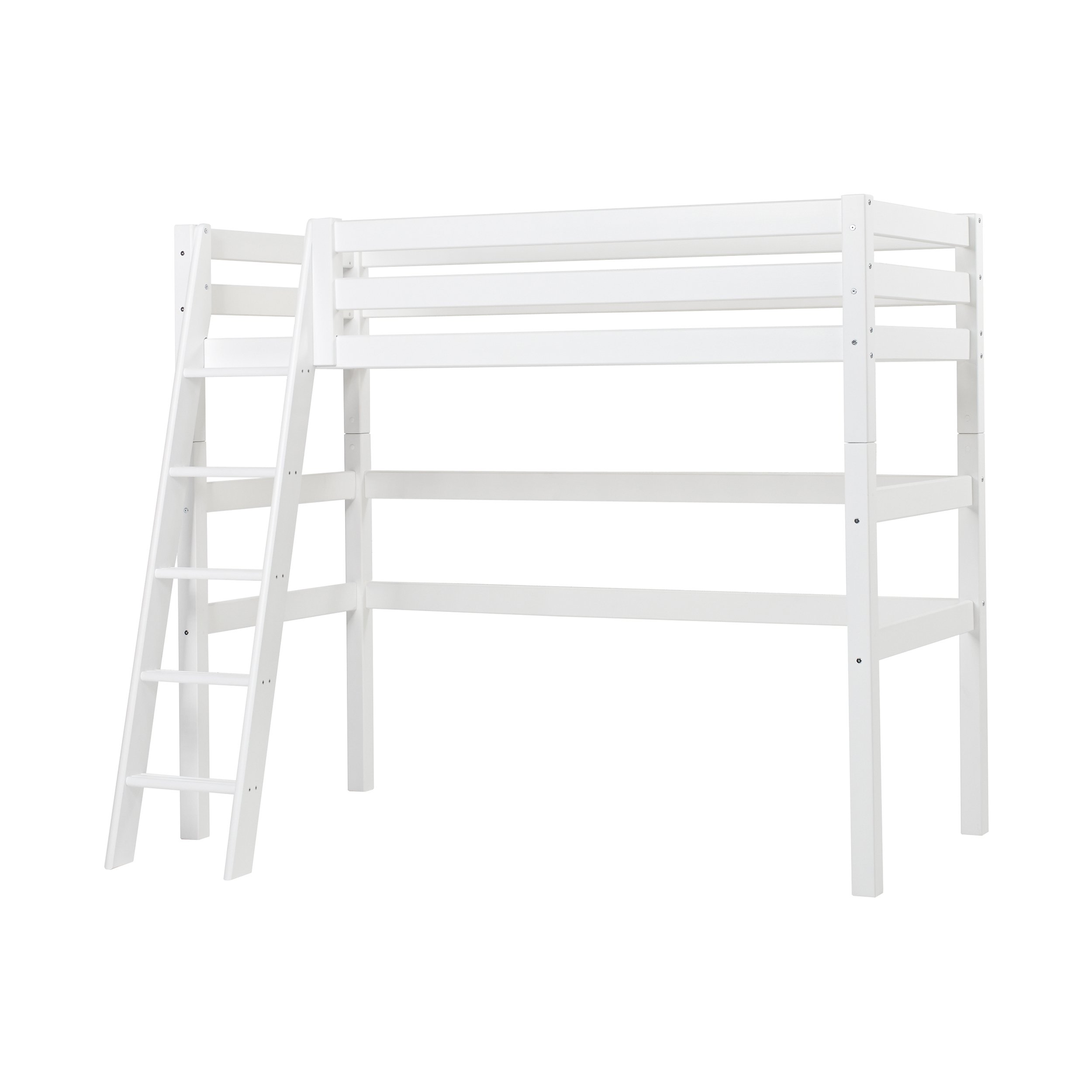 Hoppekids - PREMIUM High sleeper 90x200cm w. Slant Ladder - White