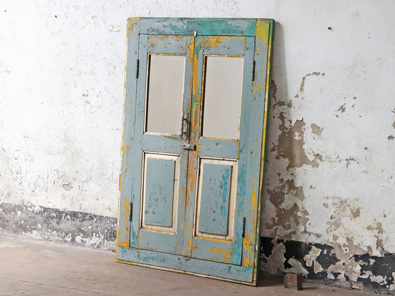 Shabby Chic Window Mirror Grey
