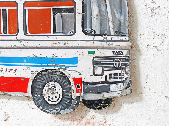 Old Bus Sign White