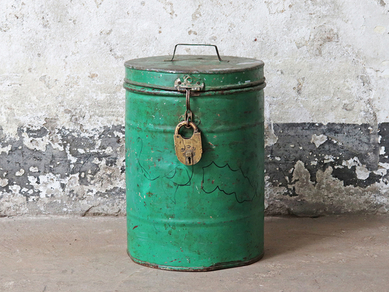 Rustic Green Storage Drum Green