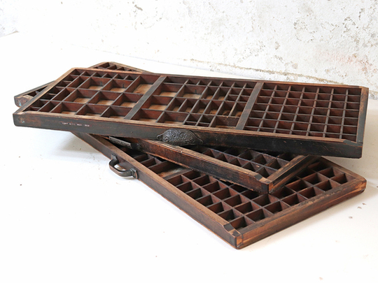 Vintage Printers Tray Letterpress Drawer Brown