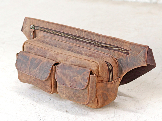 Men's Leather Belt Bag Brown