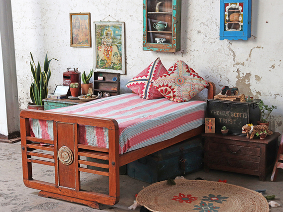 Art Deco Single Bed Brown