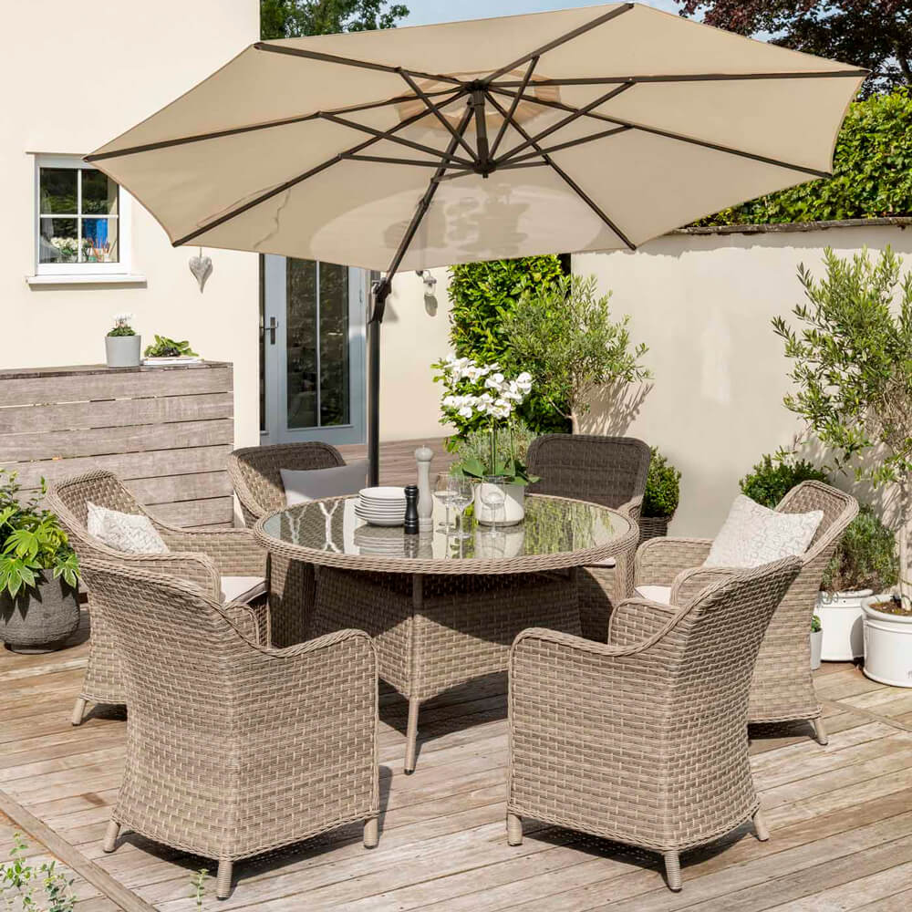 2021 Kettler Charlbury 6 Seat Garden Dining Set With Round Table