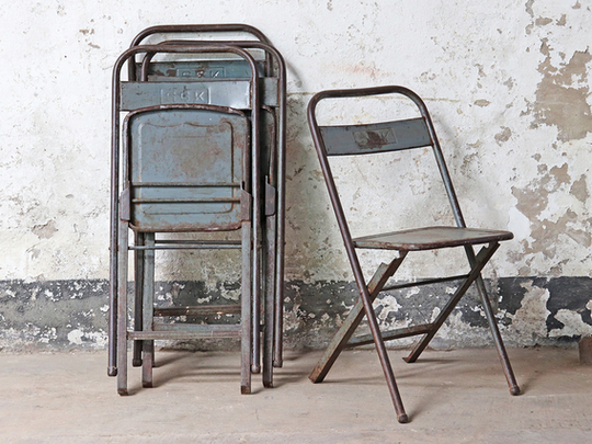 Blue Grey Vintage Folding Chairs Grey