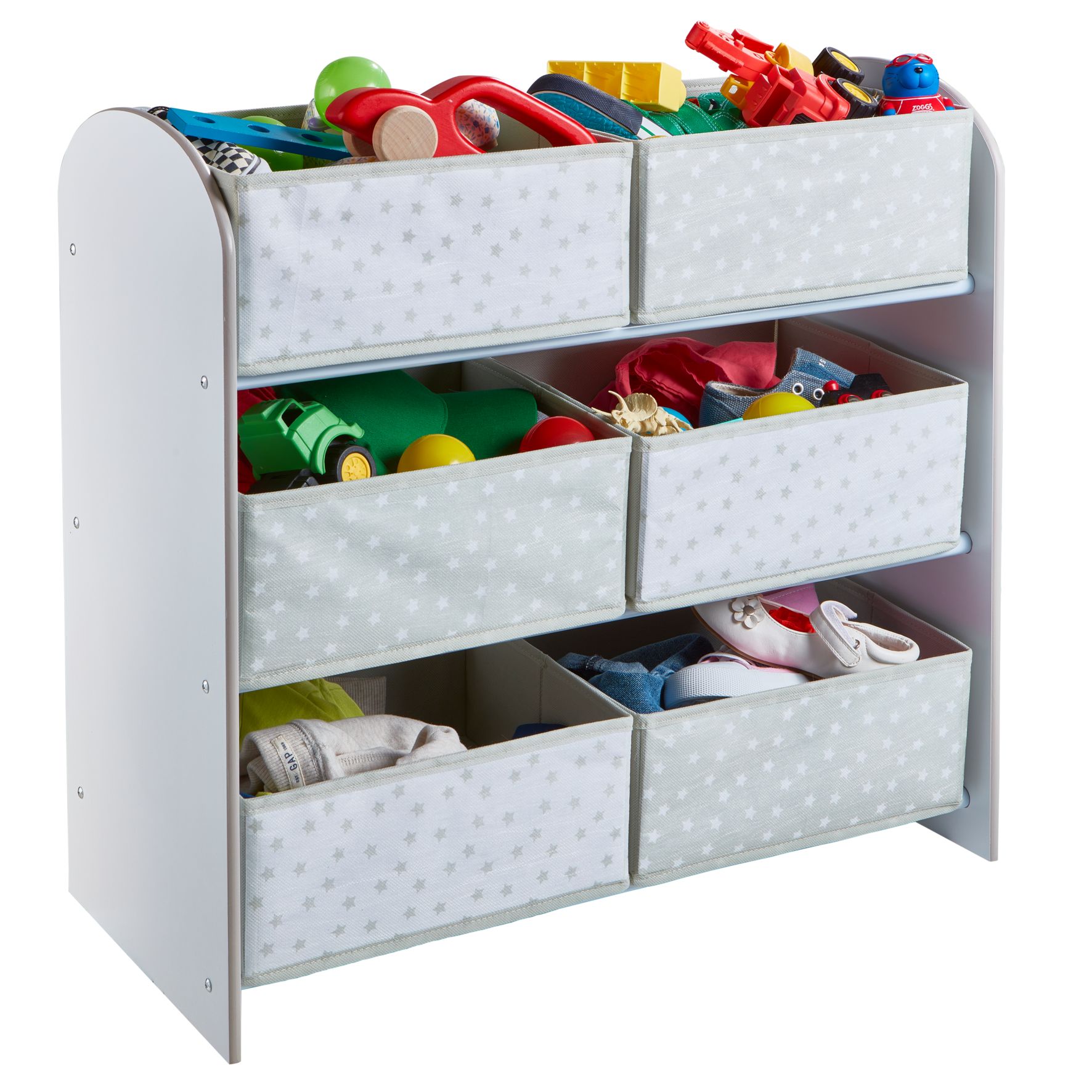 White Kids Bedroom Toy Storage Unit with 6 Bins (471GWH01EM)