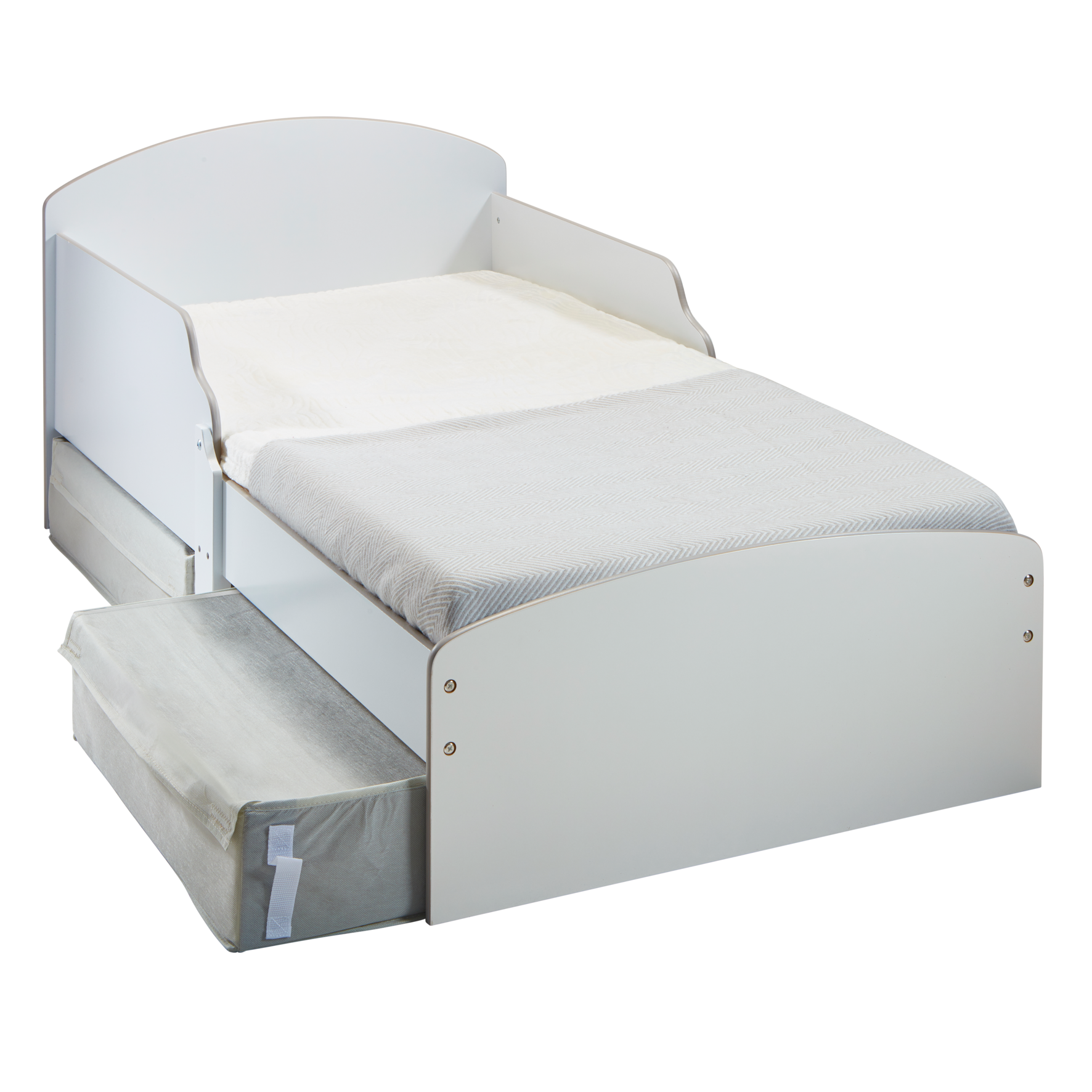 Kids White Toddler Bed with Storage (516GWH01EM)