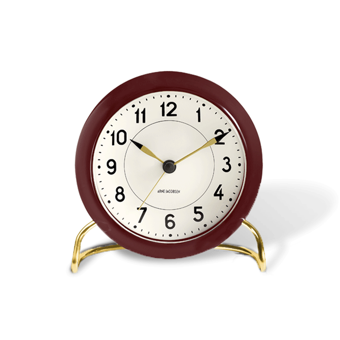 Arne Jacobsen - Station Table ​Clock ​ - Bordaux/White (43676)