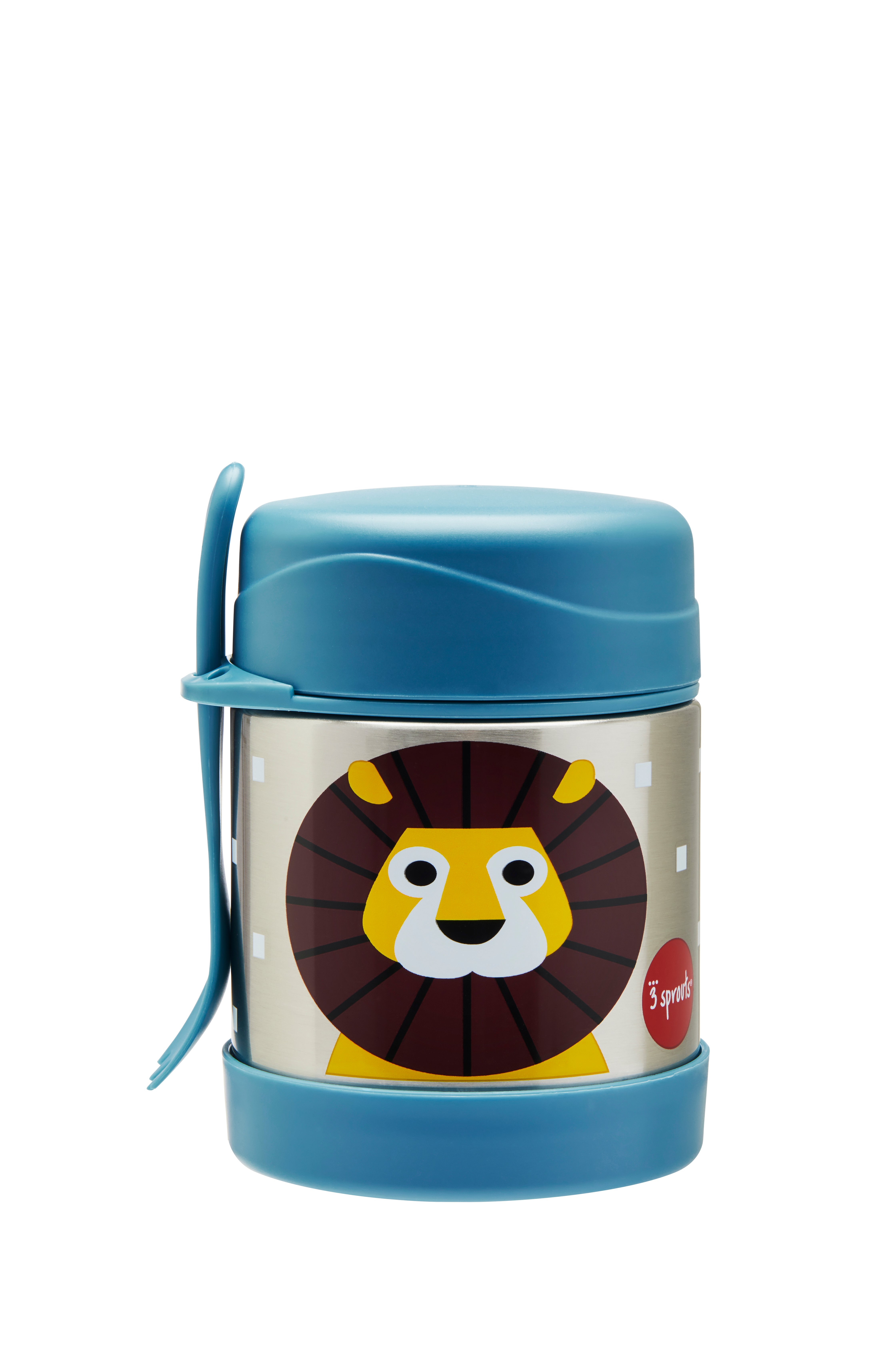3 Sprouts - Stainless Steel Food Jar and Spork - Blue Lion