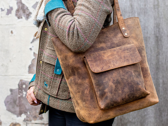 Leather Tote Bag - The Athena Brown
