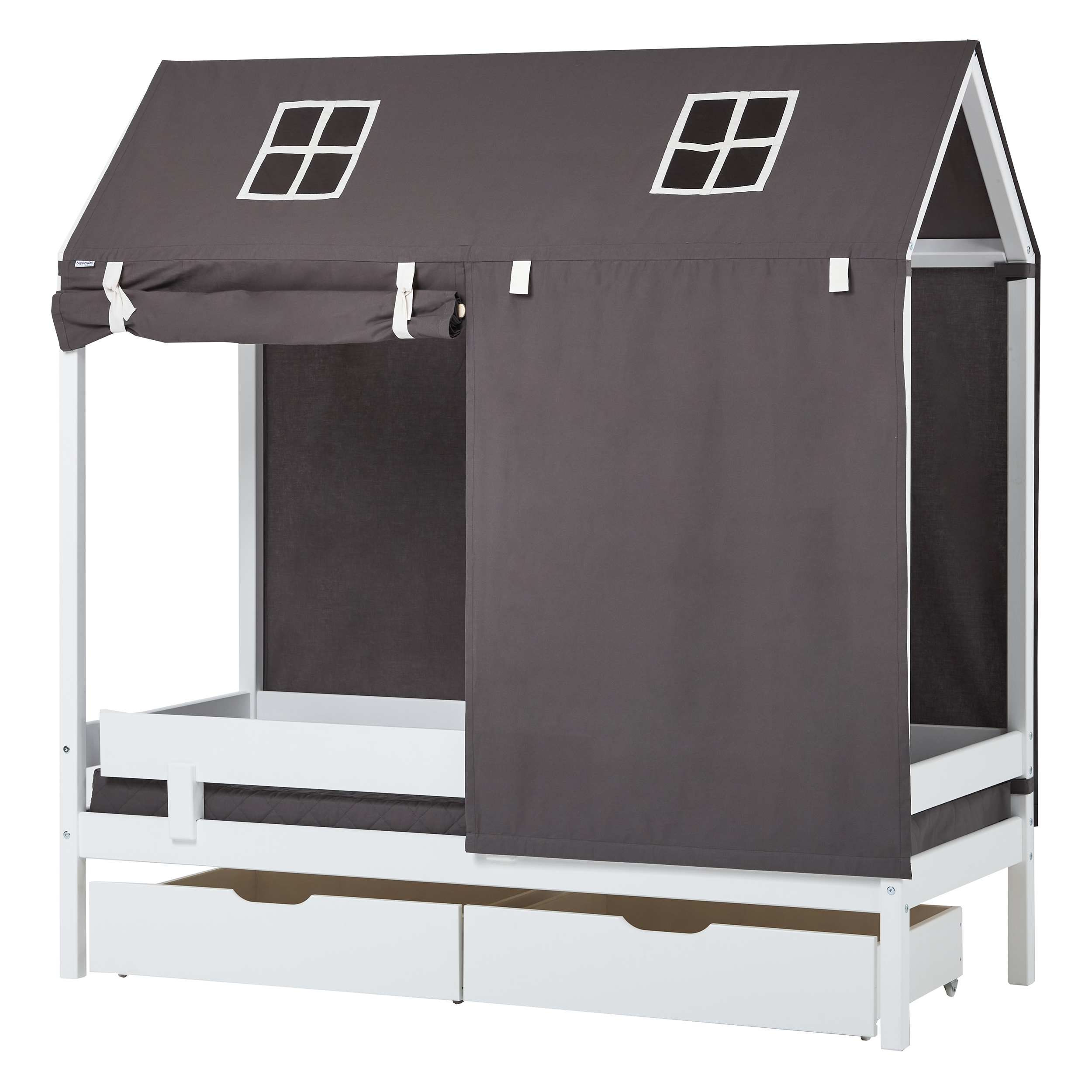 Hoppekids - Textile Roof Curtains for House Bed 70x160 cm - Pets Granite Grey