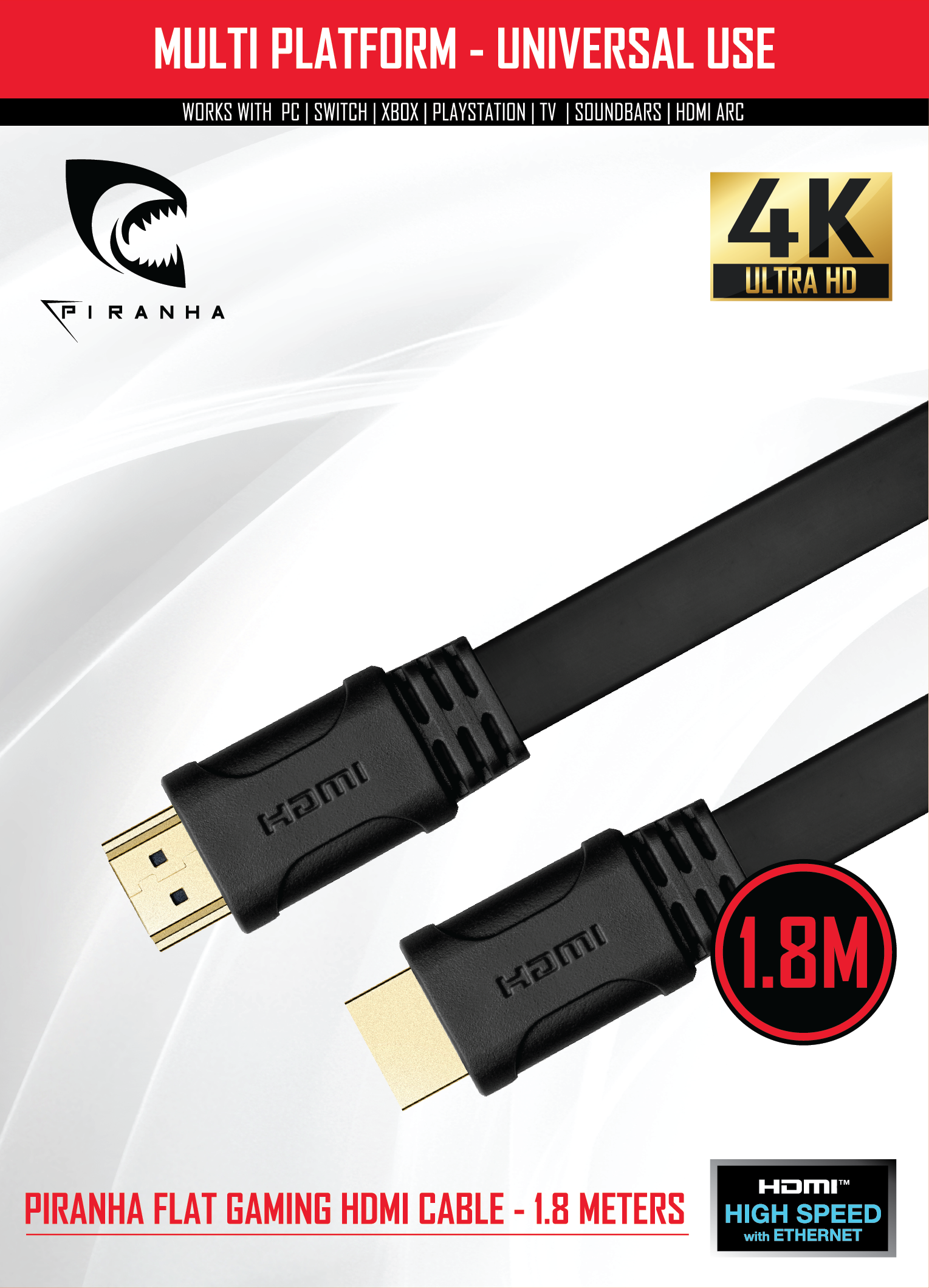 Piranha High Speed HDMI Cable 1.8M