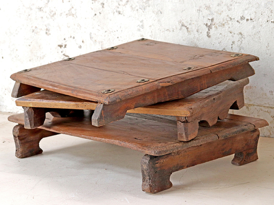 Large Vintage Low Table Brown