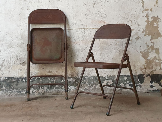 Vintage Metal Folding Chair - Rustic