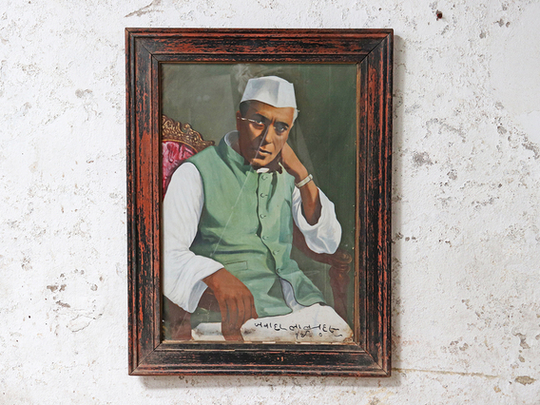 Vintage Framed Portrait of J Nehru Black