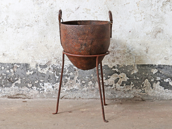 Vintage Metal Planter - Large Brown