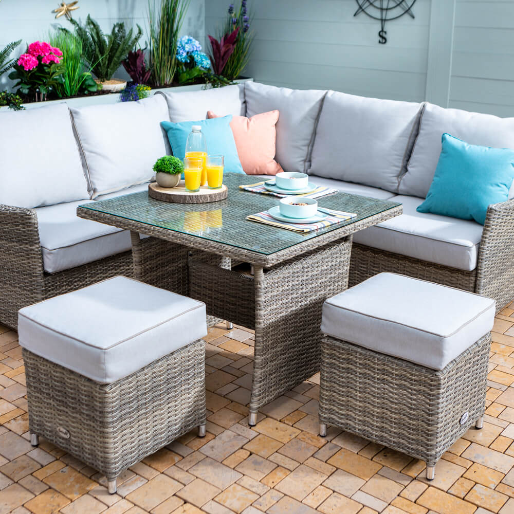 2021 Hartman Westbury Square Corner Lounge Set With Square Table - Beech/Dove