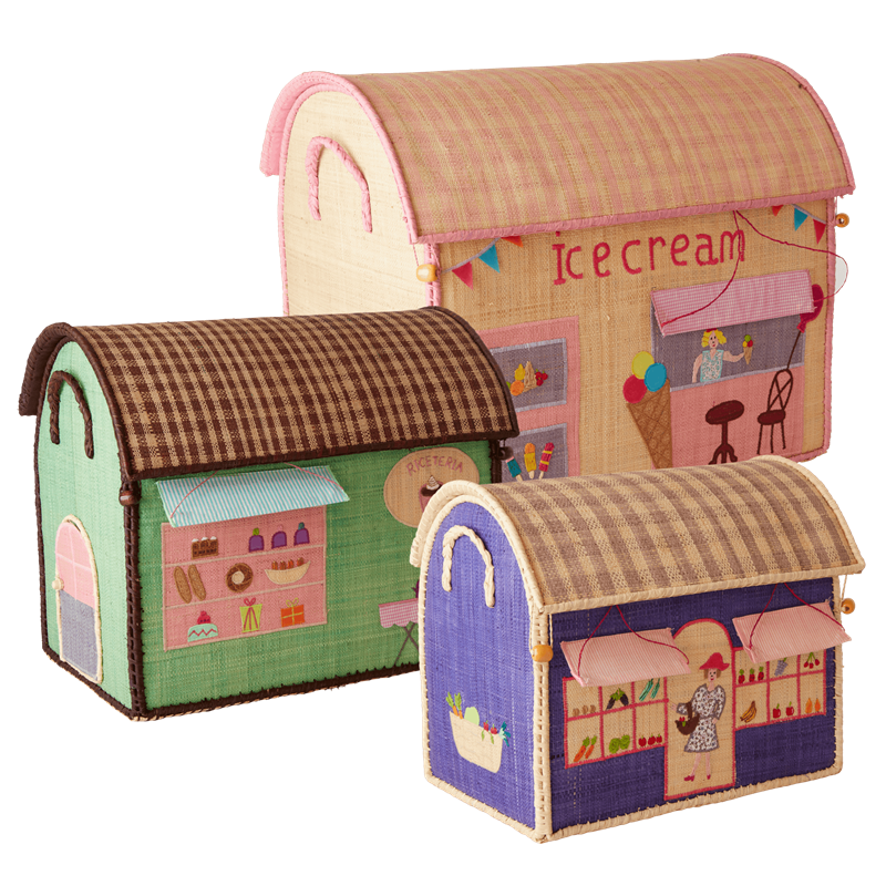 Rice - Large Set of 3 Toy Baskets - Shop Theme