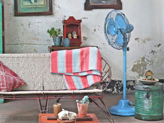 Decorative Old Indian Fan Blue