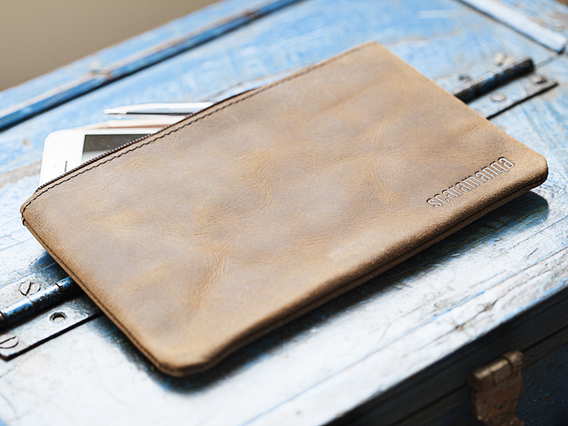 Large Leather Pencil Case Brown Large