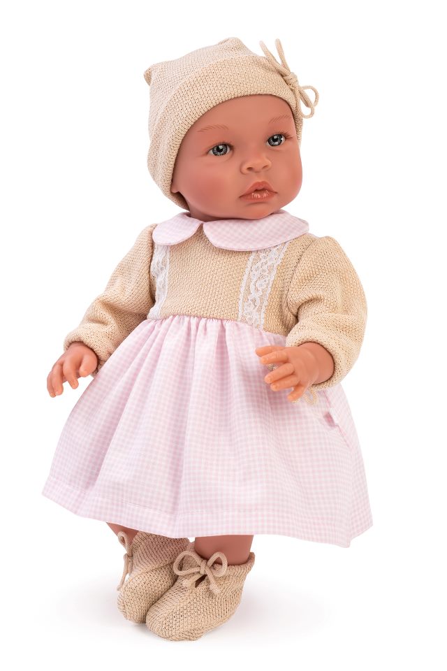 Asi dolls - Leonora doll in pink and beige dress, 46 cm
