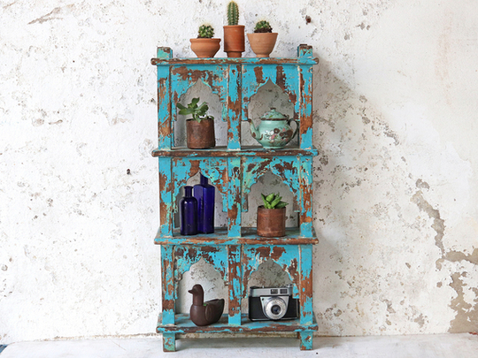 Shabby Chic Three-Tier Shelf Blue