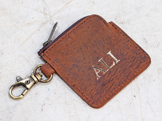 Leather Ear Bud Case Keyring Purse