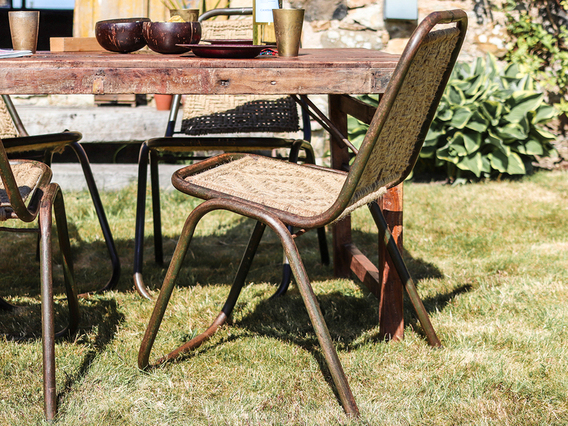 Woven Vintage Stacking Chair Brown Medium