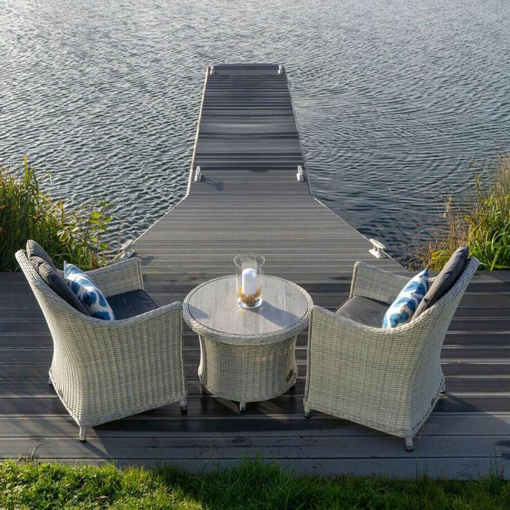 2021 Bramblecrest Monterey Garden Bistro Set With Ceramic Adjustable Table - Dove Grey