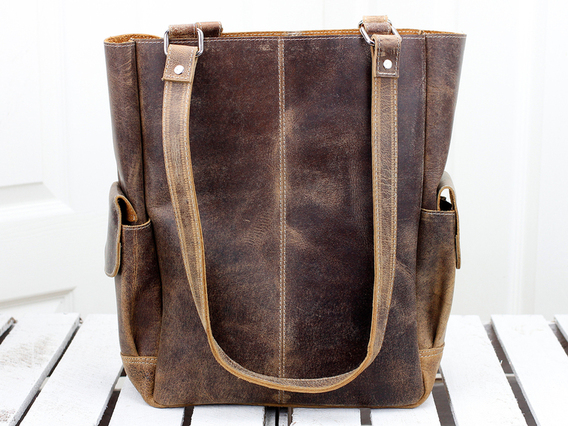 Classic Leather Tote Bag 15 Inch