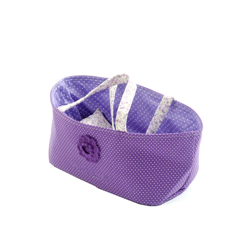Smallstuff - Small Doll Basket with pillow and duvet - Purple (40029-01)