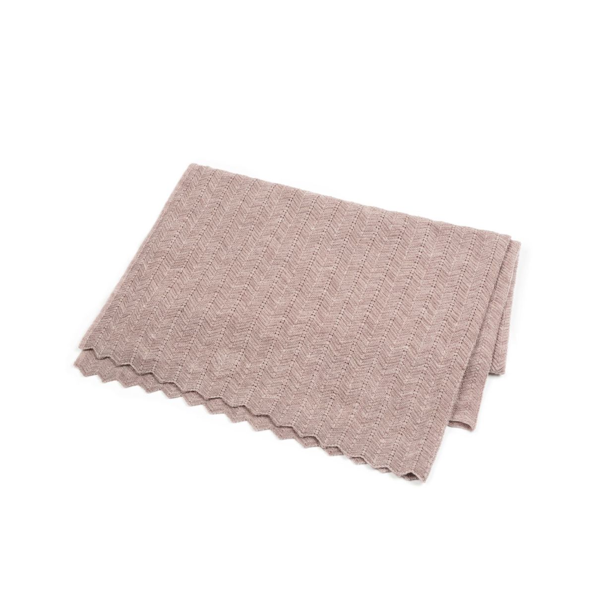 Smallstuff - Baby Blanket Fishbone Merino Wool - Soft Rose