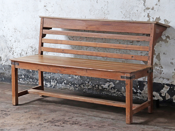 Vintage Teak Church Pew Large