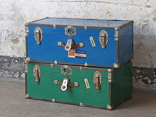 Coloured Metal Trunk Green