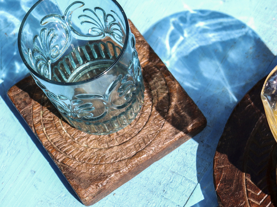 Square Wooden Coaster (Large) Brown