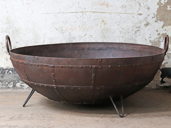Antique Metal Kadai Fire Bowl - 130CM Brown