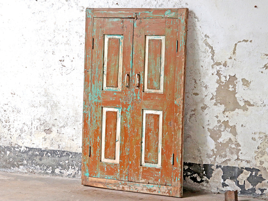 Rustic Window Frame and Shutters Brown